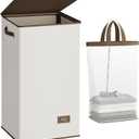 SOLEDI Laundry Hamper with Lid 100L Large & Tall Collapsible Laundry Basket, Clothes Hamper with Bag Removable Easy to Carry, Dirty Hampers for Bedroom, Bathroom, Dorm, College, Off-White