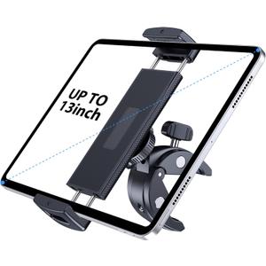 CreaDream Tablet Holder Mount for Spin Bike, Tablet Clamp for Treadmill, Indoor Stationary Bike, Stroller, Peloton, Gym Trainer Handlebar Stand Fit for iPad Pro/Air/Mini, Galaxy Tabs, Phones, 4.7-13"