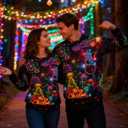 Idgreatim Unisex Ugly Christmas Crewneck Sweatshirt Novelty 3D Graphic Long Sleeve Sweater Shirt (Christmas Tree Snowman)