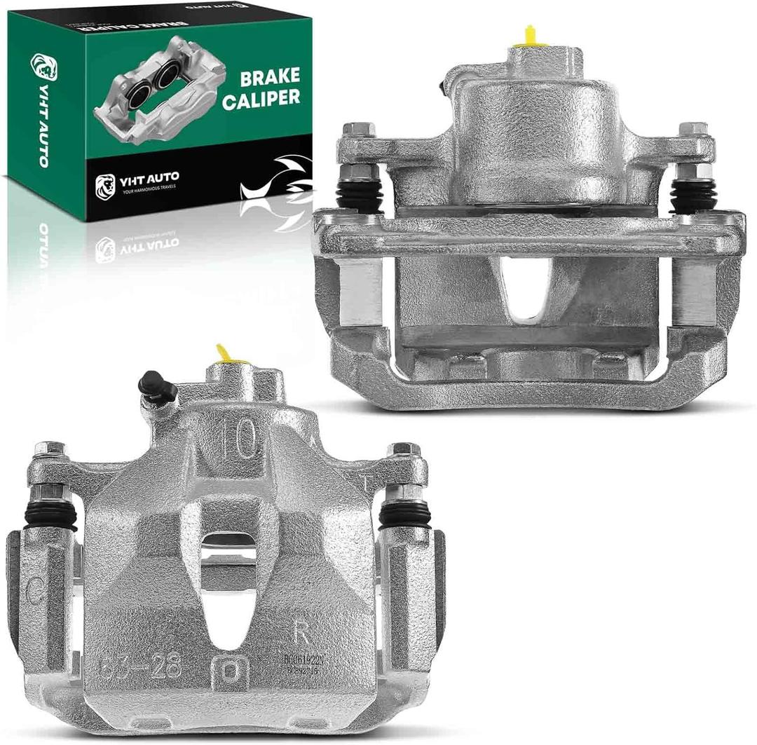 YHTAUTO Front Disc Brake Calipers with Bracket Replacement for Toyota Camry 2005-2006, Avalon 2005-2007, Sienna 2004-2010, Solara 2004-2008 2.4L 3.0L 3.3L 3.5L, Front Driver Passenger Caliper Assembly, 2 Pack