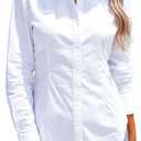 2 x Button Down Shirts for Women Long Sleeve Dress Shirts Collared Work Wrinkle Free Office Solid Blouses Fitted Tops M