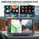 Wireless Apple Carplay Screen for Car, 9" HD Touchscreen Portable Car Stereo with Android Auto, Backup Camera, Mirror Link, GPS Navigation, Voice Control, AUX - Compatible with All Vehicles