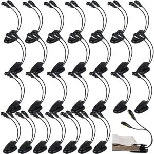 28 Pcs Music Stand Light Bulk Clip on LED Book Lights USB and AAA Battery Operated Brightness Dual Arm Clip Lamp Rechargeable for Eye Protection Bookworms Orchestra Readers Piano Player