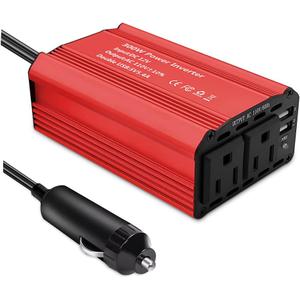 300W Car Power Inverter DC 12V to 110V AC Voltage Converter Car Charger Power Adapter with 3.1A Dual USB Charging Ports, Portable Plug Outlet Car Adapter for Road Trip, Camping, Charging