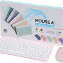 Bluetooth Keyboard and Mouse Combo for iPad - 9.72" Rechargeable Wireless Keyboard & Mouse, Type-C Charging, Perfect for On-The-Go Professionals (Pink)