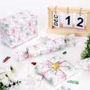 100 Sheets Pink Christmas Toile Tissue Paper, 20 x 14in Coquette Bows and Preppy Pine Cone Gift Wrap Paper for Christmas DIY Craft Winter Holidays Party Supplies (A)