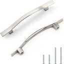 Knobonly 30 Pack Cabinet Handles 3-3/4 inch(96mm) Hole Centers, Shiny Satin Nickel Drawer Pulls, Bridge Design, Zinc Alloy