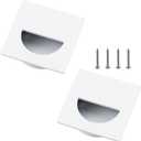 Geesatis Square Recessed Sliding Closet Door Finger Flush Pulls,Pocket Door Handles,Outter Diameter 1.6X1.6inch,Barn Door Handles,Drawer Pulls(White,2 Pack)