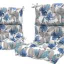 LVTXIII Outdoor Tufted High Back Cushions Set of 2 Patio Seasonal Replacement Rocking Chair Cushion with Ties, Solid Seat and Back Chair Cushion, (44 L x 22W, Clemens Noir Blue), 44x22x4