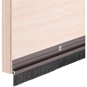 uxcell 2 Pcs Door Draft Stopper Aluminum Door Weather Stripping Door Bottom Seal Strip Under Door Sweep with Brush for Cold Insulation Dust Noise Blocker (39.4" L x 0.8" W, Brown)