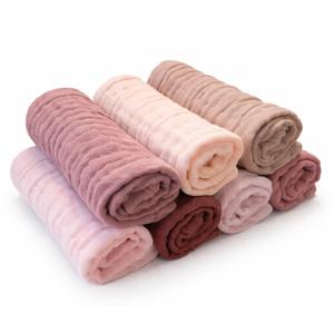 3 x Kestel Baby Washcloths, 7-Pack 100% Muslin Cotton Soft & Absorbent, 12"x12" (Pink)