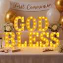 Honoson 8 Pcs First Communion Decorations God Bless Lights up Sign Table Lights Decorations for First Communion Christening Baptism Party Baby Shower Supplies