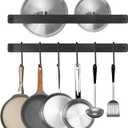 2 Pack Steel-made Kitchen Utensil Rack Organizer Wall-mounted Pot Pans Wall Hanger Holder for Coffee Mug Rack Cup Hanging Kitchen Black with 10 S Hooks