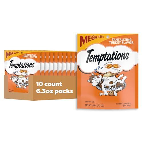 Temptations Classic Crunchy and Soft Cat Treats Tantalizing Turkey Flavor, 6.3 oz. Pouch (Pack of 10)