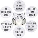 Coasters Set with Holder, 6 Pcs Motivation Quote Absorbent Ceramic Drink Pads, Non-Slip Table Protectors for Coffee & Glasses