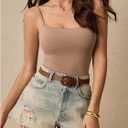 SOLY HUX Women's Spaghetti Strap Camisole Sleeveless Padded Basic Layering Fitted Cami Tops (Beige, S)