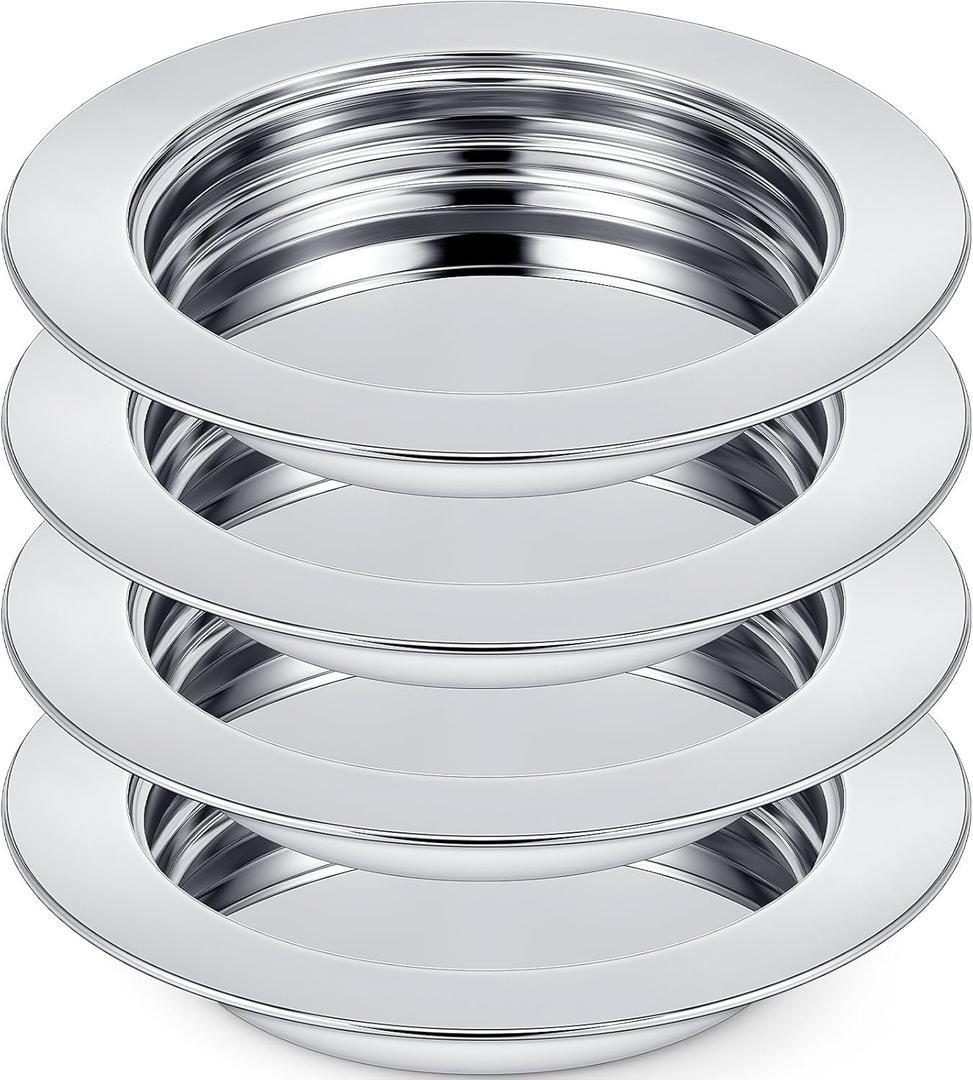 Zhehao 4 Pcs Communion Plates for Church Communion Bread Tray Plate Church Supplies Set Polished Stainless Steel Tray (Silver)