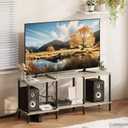 TV Stand, Entertainment Center, Industrial TV Media Console Table with Open Storage Shelves, 2 Tier TV Cabinet for Living Room, Bedroom LTS107Q