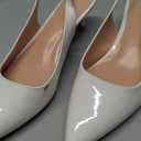 GENSHUO Low Kitten Heels Women's Slingback Dressy Pumps Pointed Closed Toe Ankle Strap Elegant Wedding Pumps Formal Comfortable Shoes, Size 8, White