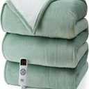 EHEYCIGA Heated Blanket - Electric Throw with 9 Heating Levels & 10 Hr Auto Off, Soft Cozy Sherpa Washable Blanket, 50 x 60 Inches (Sage Green)