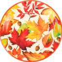 24Pcs Fall Leaves Paper Plates Thanksgiving Maple Leaf Paper Dessert Plates Autumn Harvest 7" Disposable Round Plate for Birthday Baby Shower Wedding Holiday Party Supplies