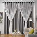 Star Curtains Blackout Curtains for Bedroom, Kids Room Curtains Nursery Curtains Double Layer Curtains, Kids Curtains for Boys, 84 Inch Curtains 2 Panel Set, Grey Curtains, 52 X 84 Inches (52"W x 84"L (Pack of 2))