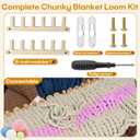 Mtuiewo 24'' Chunky Blanket Loom with Screwdriver, 2 Pcs 12'' No-Needles Hand Knitting Loom, Blanket Looms for Bulky Yarn Crafts, Beginner Knitting Kit, Adjustable & Reusable(24'' Total)