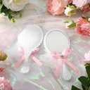 36 Sets Vintage Handheld Mirror Bulk Retro Embossed Compact Princess Makeup Mirror with Handle with Organza Bags for Princess Party Favors Travel Wedding Bridal Shower Gifts