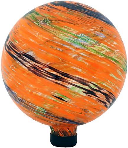 Sunnydaze 10-Inch Gazing Ball for Garden - Glass Gazing Globe for Outside - Garden Orb Yard Decor - Sunset Sky