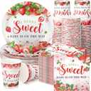 Hushee 200 Pcs Strawberry Baby Shower Paper Plates Napkins Cups Baby Shower Party Supplies Tableware Set a Berry Sweet Baby Is on the Way Disposable Plates for 50 Guest Girls Spring Summer Party (Multicolor)