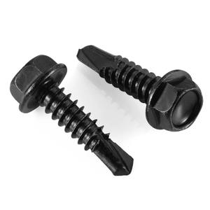#10 x 1 Hex Washer Head Self Drilling Screws, 410 Stainless Steel Self Tapping Sheet Metal Screws, Black Finish, 100 PCS