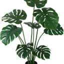 Artificial Monstera Plant for Indoor-Outdoor: 3.5ft Large Faux Monstera Deliciosa Plant with Realistic Long Lasting Color Leaves in Pot - Low Maintenance Fake Plants for Home Office Decor
