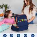 Amersun Kids Insulated Lunch Box- Water-Resistant, Reusable Cute Lunch Tote Bag with Water Bottle Holder & Multi-Pocket-Ideal for Ages 3+ Girls, Boy, School,Travel-Dark Blue