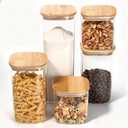 77L Glass Storage Containers with Lids [Multi-Size Set of 5], Airtight Glass Canisters for Kitchen & Pantry Organization, Clear Food Jars for Pasta, Cereal, Flour, Sugar, Coffee, Nuts & Snacks