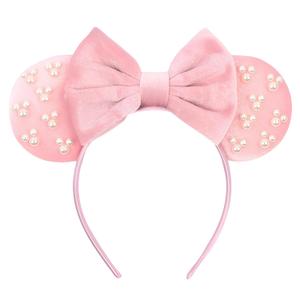 JOYFISCO Mouse Ears Headbands Shiny Bow Mouse Ears Headband Glitter Party Princess Decoration Cosplay Costume for Girls Women Halloween Birthday Party (Pink Pearl)
