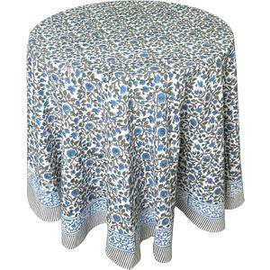 ATOSII Lake Como 100% Cotton Summer Round Tablecloth, Block Print Table Cloth for Dining, Weddings, Outdoors, Parties I Grand Millenial Farmhouse Coastal Boho Home Decor I 72" Inches 4 Seater