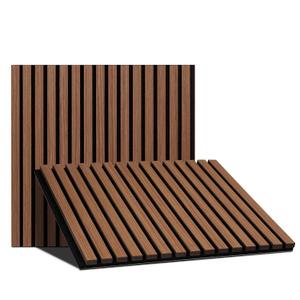 Upgraded Wood Slat Wall Panels, 23.82" 23.62" Soundproof Panels for Interior Wall Decor, 2 Pack Acoustic Panels for Wall - Sound Absorbing Wood Panels for Home, Studio, Office, (Walnut)