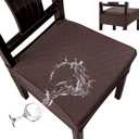 Genina Waterproof Seat Covers for Chairs,Set of 4 Dining Room Chair Seat Covers for Kitchen,Stretch Jacquard Removable Washable Dining Chair Slipcovers Protectors with Rear Covers, Chocolate