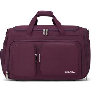 MILADA Carry On Luggage Bags for Travel Lightweight Personal Item Travel Bag Foldable Large Duffle Bag for Travel Tote Overnight Bags for Women Mens Weekender Bags, Purple (Carry on - 21.5 inch)