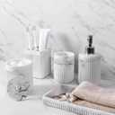 XLHOMO Resin White Marble Bathroom Accessories Set 5 Pcs, Lotion Soap Dispenser, Toothbrush Holder, Bathroom Tumbler, Qtip Holder and Vanity Tray, Bathroom Countertop Organizer Set for Home Apartment