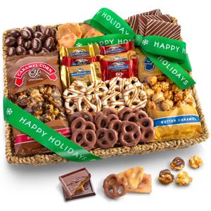 A Gift Inside Happy Holidays Chocolate Caramel and Crunch Grand Gift Basket (EXP 09/25/26)
