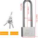 Long Shackle Security Padlock with Extended Handle for Indoor and Outdoor Use, Wardrobe Door Handles, Household Storage Cabinets U-Shaped Locks