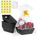 AFOROEOA 9 PACK Baskets for Gifts Empty, 10x12”Thick Black Gift Basket with Bows  Bags Empty Gift Baskets for Christmas, Valentine’s Day, Easter, Birthdays, Snacks, Farmers Market