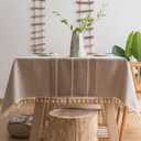 Linen Table Cloth Waterproof Cotton Fabric Farmhouse Burlap Rustic Boho Oblong Tablecloth for Party Holiday, Camping,Picnic,Kitchen and Dining Room Table Decor, Rectangle 55"x 102", 8-10 Seats