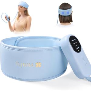 TLINNA Head Massager, Scalp Massager, Relief Headaches, Fatigue, Stress, Sleep aid, Hangover with Airbag Kneading, Constant Temperature Hot Compress for Head 100% Natural Sleep (Sky Blue)