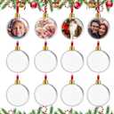 Picture Ornaments for Christmas Tree, 12 Pack Photo Ornaments for Christmas Trees, Picture Frame Ornament, Custom Picture Frame Ornament for Trees, Xmas Gifts for Mom Dad Friends Kids Pets Decorations (Round Style)