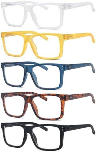 Eyekepper 5-pack Oversized Reading Glasses Square Large Frame Readers for Men and Women +3.50