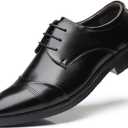 Men's Dress Shoes Casual Oxford Shoes Business Lace-up Derby Formal Shoes (7, Black)