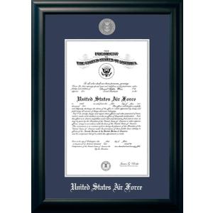 Patriot Frames Air Force Certificate Frame with Silver Medallion 10 x 14 Inches Black