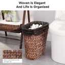 XLHOMO Bathroom Trash Can with Wicker Storage Baskets,12 Liter/3.2Gallon Small Trash Can Handwoven Waste Basket Narrow Small Garbage Can for Bedroom, Bathroom,Office